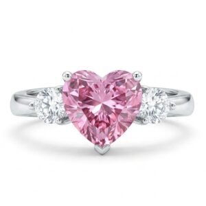 Silver Rose Heart Ring